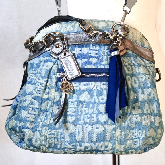 Coach Rare Denim Monogram Poppy Shoulder/Crossbody A1176-16990, Refurbished - Picture 1 of 17